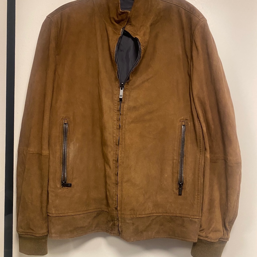 Men's Massimo Dutti, reversible suede & nylon bomber jacket